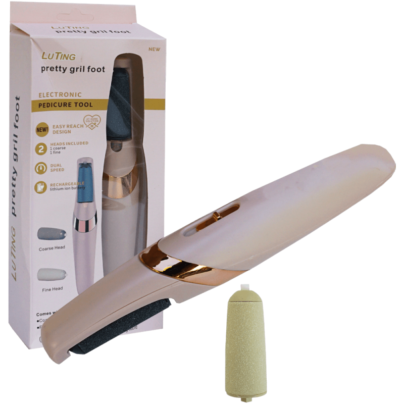 Pila electrica abraziva, pentru calcaie, cu rezerva, incarcare cu USB, 19 CM